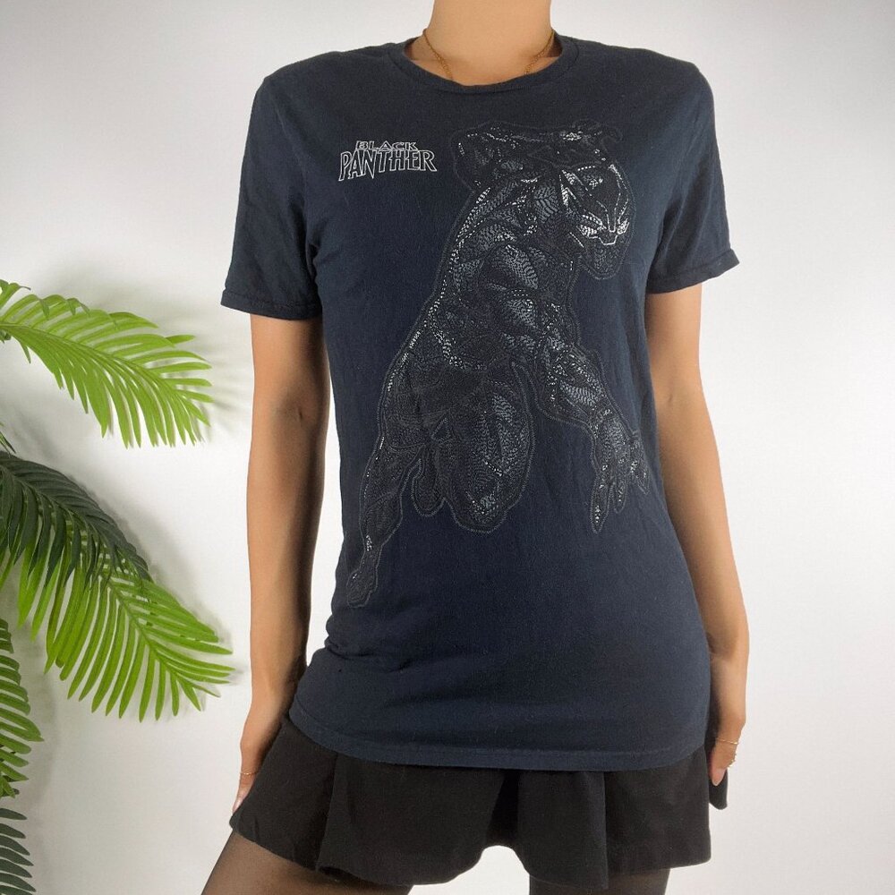 Marvel Avengers Black Panther Graphic T-Shirt S Black Cotton Tee / Small